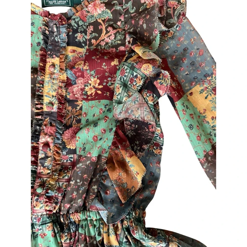 POLO COUNTRY Ralph Lauren Girls Dress 7 Patrick Floral Ruffle Boho Prairie